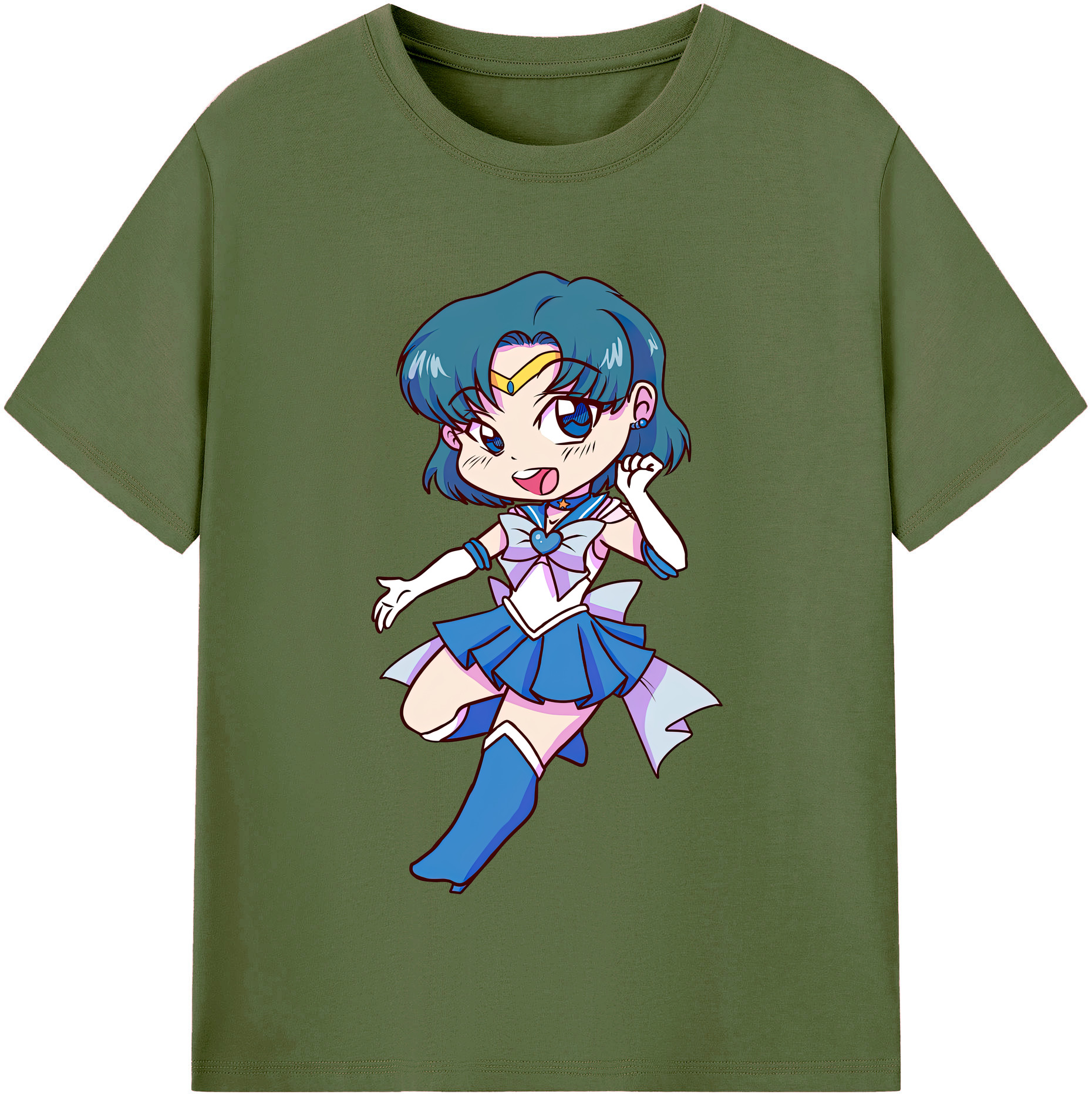 （画像用） 美少女戦士セーラームーン 水野 亜美 みずの あみ Sailor Moon Mizuno Ami 綿100％半袖Tシャツ（フロントプリント）